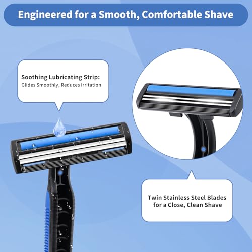 120 Pack Disposable Razors Bulk Shaving Cream for Men, Shaving Kit for Men, Homeless Supplies Bulk, Individually Wrapped Toiletries for Travel Home Hotel Camping Shelter Church Donation