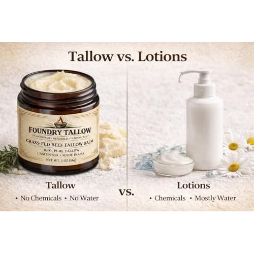 Balm - 100% Pure Grass-Fed Beef Tallow for Skin Care, Unscented, No Seed Oils, Traditionally Rendered Tallow Moisturizer for Skin - 2 oz (56 g)