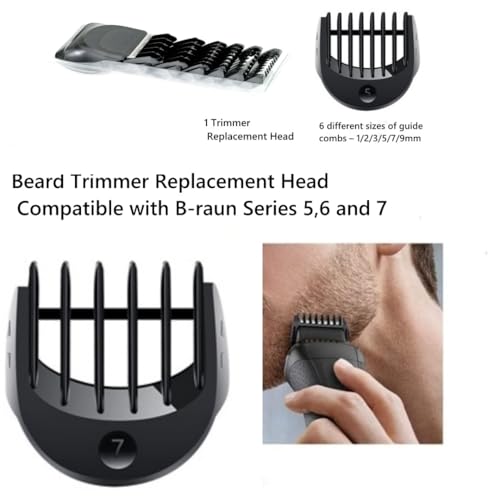 Beard Trimmer Replacement Head Compatible with Series 5£¬6 and 7 .1/2/3/5/7/9mm 6pcs Comb Trimming Attachment, for Electric Shavers 5018s5020s6075cc 7071cc7075cc7085cc7020s£¬5050cs6020s 6072cc