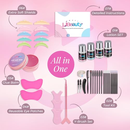 Libeauty Lash Lift Kit with Upgraded Glue Balm, Brow Lamination Kit, Professional Eyelash Curling & Perm, Suitable for Salon & Home Use