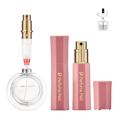 Perfume Pod Refillable Perfume Atomizer, Bottom Filling Fragrances Perfume Bottle, Mini Cologne Dispenser, Travel sized, Portable Sprayer for Women Men, Gift (FLORA01, PINK)