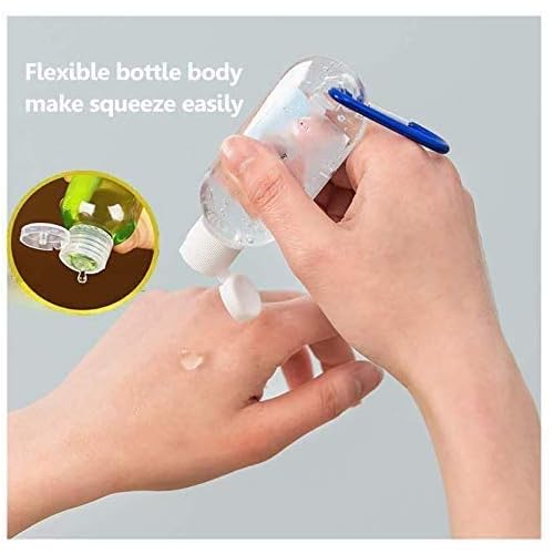 50 PCS Travel Plastic Clear Keychain Bottles, Hand sanitizer bottle containers, Leakproof Refillable Empty Bottles Portable Squeeze Containers with Flip Cap(50ml/1.7oz)