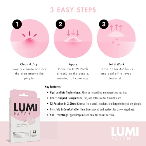 for Acne - 72 Hydrocolloid Heart-Shaped Pimple Patches | Dermatologist Approved, for Teens & Adults