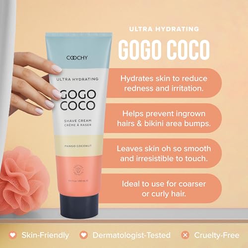 Coochy Ultra Hydrating Shaving Cream | Prevents Irritation, Bumps & Dry Skin | Doubles as Hair Conditioner | Coconut Oil, Tea Tree Oil, Jojoba Oil, Shea Butter & Aloe Vera | Mango Coconut 8.5oz/250mL