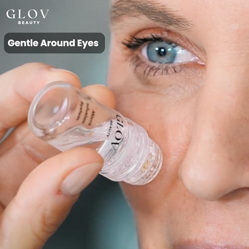 Glov Beauty Micro Infusion System for Face & Lips ? 0.25mm 24k Gold Cosmetic Facial Stamp with Hyaluronic Acid, Collagen Peptides & Licorice Root Serum Ampoules (1x Infusion Application, 3x Serums)