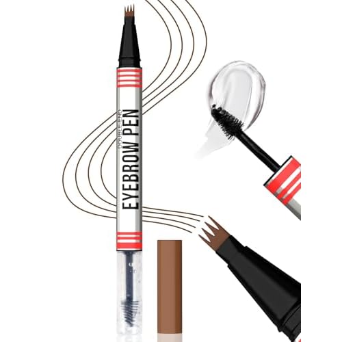 Vevivia 2-in-1 Dual-Ended Eyebrow Pencil & Gel - Magical Micro-4 Tip Applicator, Clear Brow Gel, Fuller Eyebrows, Stay On All Day, Dark Brown