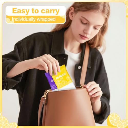 Moist Cotton Towels, 10"x10" Disposable Refreshment Pre Moistened Towels Individually Wrapped Face & Body Wet Moist Terry Cotton Towelettes for Travel Hotel Sport Camping Spa (Lavender Lemon 200Pcs)