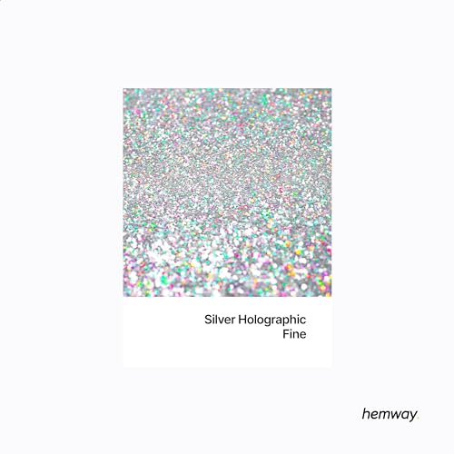 Hemway Premium Ultra Sparkle Glitter Multi Purpose Metallic Flake for Arts Crafts Nails Cosmetics Resin Festival Face Hair - Silver Holographic - Fine (1/64" 0.015" 0.4mm) 100g / 3.5oz