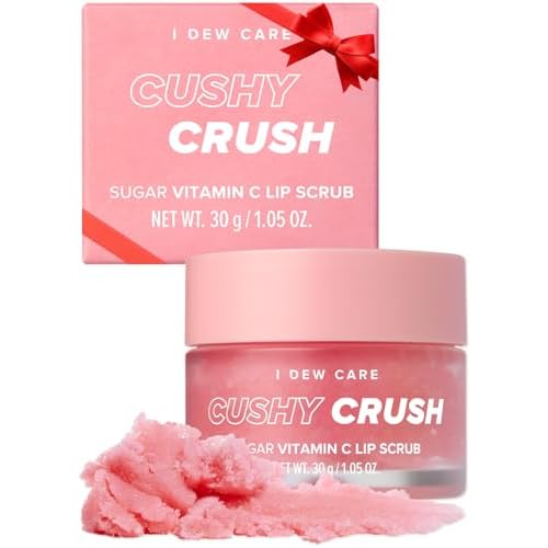I DEW CARE Lip Scrub - Cushy Crush, 1.05 oz. + Green Pouch Bundle