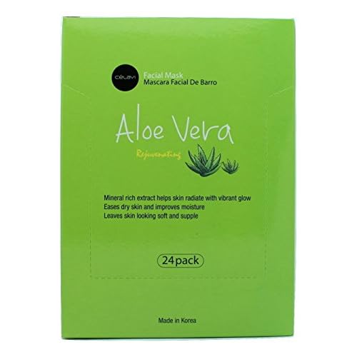 Celavi Essence Facial Mask Paper Sheet Korea Skin Care Moisturizing 24 Pack (Aloe Vera)