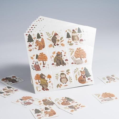 Cheerland Woodland Tattoos Forest Animal Temporary Tattoo Stickers Fall Birthday Decorations Nature Theme Woodland Creature Tattoos for Thanksgiving Bday Autumn Party Favors