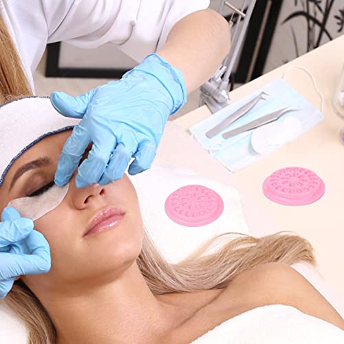 G2PLUS False Eyelashes Glue Holders, 100 PCS Disposable Eyelash Tray, Pink Plastic Glue Pallet Pad for Lash Extensions