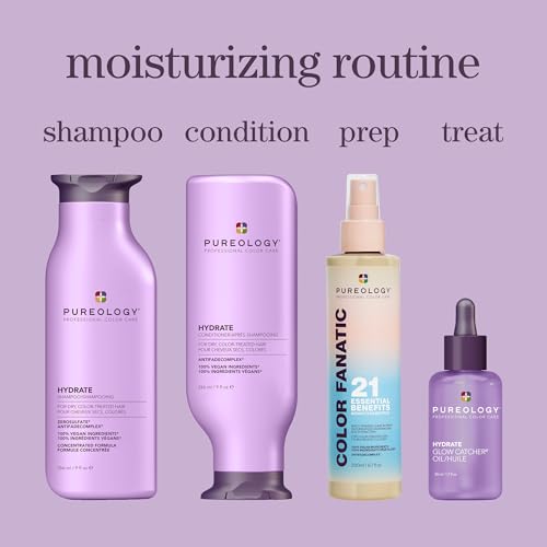 Pureology Hydrate Shampoo - For Dry or Color Treated Hair, Moisturizing Shampoo For Hydration & Softness, With Rose Extract & Green Tea, Vegan & Sulfate-Free