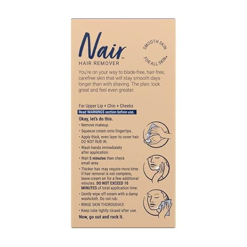 Nair Hair Remover Moisturizing Face Cream with Sweet Almond Oil 2 oz (Pack of 5)
