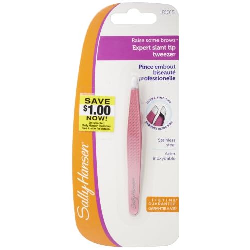 Sally Hansen Raise Some Brows-Slant Tip Tweezer with Platform, Eyebrow Tweezers,Tweezers, Pointed Tweezers, Grasp Hairs Firmly and Securely (Pack of 2)