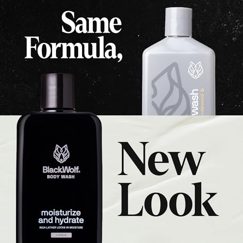 Black Wolf Moisturizing Body Wash & Charcoal Face Wash Set for Men - Daily Grooming & Hygiene Essentials for Mens Skin Care