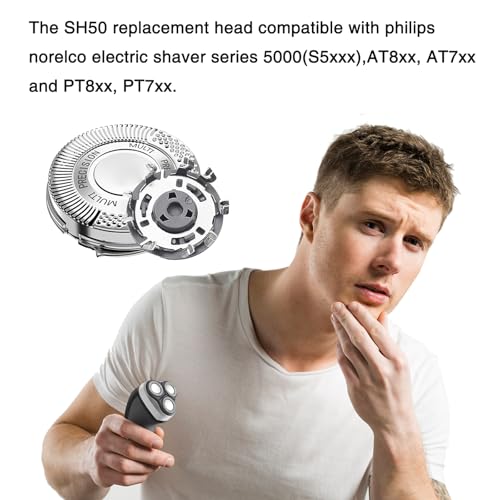 SH50 Replacement Heads Compatible with Philips Norelco Series 5000, SH50 Replacement Blades for Philips Norelco Series 5000 AT8xx, AT7xx, S5xxx, PT8xx, PT7xx(6pack)