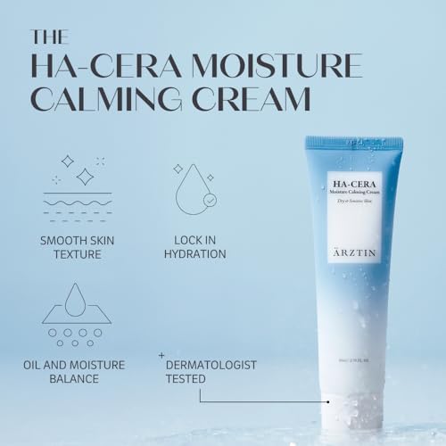 HA-CERA Moisture Calming Cream, 5- layer Hyaluronic acid, Ceramide Cream, Moisture barrier, Deep hydration for Dry, Dehydrated, Oily, Sensitive Skin, Vegan, Clean Korean Skin Care, 2.7 fl. oz, 80ml