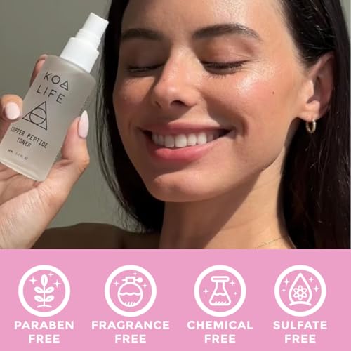 Copper Peptide Anti-Aging Facial Toner - Collagen Boosting Skin Repair Solution with Natural Plant-Based Formula, Vitamins for Hydration, Plumping, and Glowing Skin, 1.7 Fl OZ