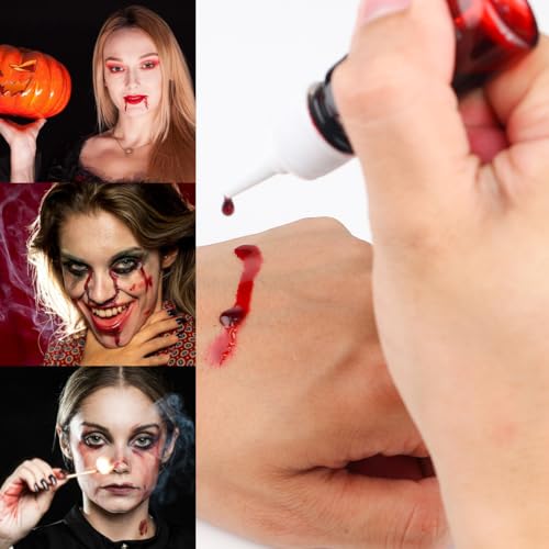 Bowitzki Halloween Makeup Kit SFX Scar Wax Special Effect Makeup,Coagulated Blood + 3 Colors Oil Based Face Paint + Spirit Gum + Skin Wax + 3 Stipple Sponges + Spatula