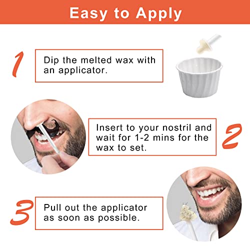 Nose & Ear Hair Wax Kit for Men & Women, 100g Wax with 20 Applicators, Safe Home Grooming Solution for Painless 15-20 Time Usage