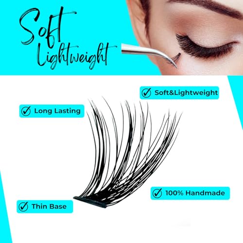 Lash Extension Kit DIY 280pcs Individual Lash Clusters Eyelash Extension 40D 50D D Curl Clusters with Bond, Seal, Applicator, Remover for Self Application (DIY Lash Extension Kit-40D+50D)