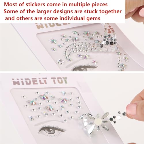 8 Sheets Face Gems Mermaid Body Jewels Rhinestones Crystal Stickers Jewelry Tattoos Decorations Parties Festivals Rave Outfits Accessories