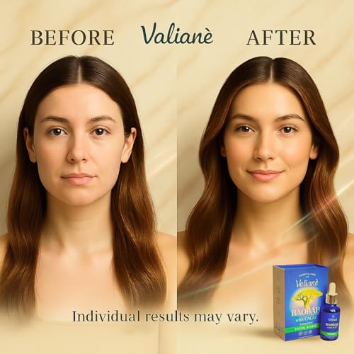 BAOBAB OIL + CACAY for HAIR & FACE Premium Enriched Blend - Hair Oil & Beard Oil - Facial Serum - Cold-Pressed Lightweight Fast-Absorbing, 100% NATURAL - for Body Neck D?collet? Nails -1 fl oz Valian?
