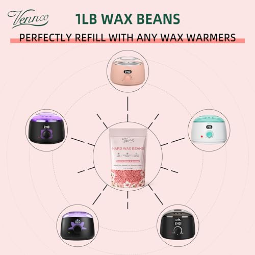 Hard Wax Beads 2-Pack, 1lb Aloe Hard Wax Beads for Coarse Hair Full Body + 1lb Cherry Blossom Hard Wax Beads for Sensitive Skin, Perfect for Facial, Eyebrows, Arms, and Brazilian