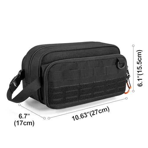 Tactical Toiletry Travel Bag for Men, Dopp Kit Shaving Organizer Case for Toiletries, Shower and Grooming Care Accessories, Black (Empty Bag Only, Patent Design)
