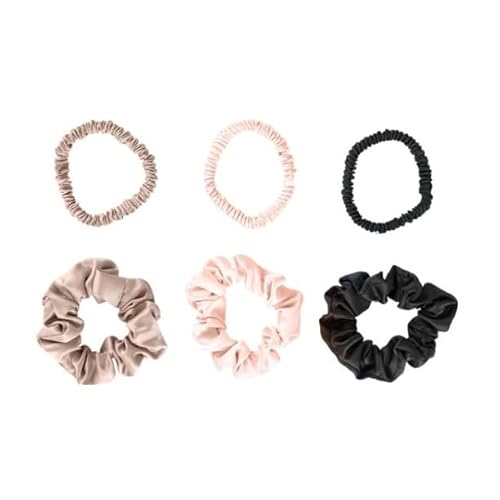 Scunci Satin Scrunchie for Glam Comfort All Day Long in Rich Neutral Tones, 6ct