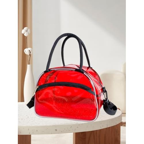TotePrint 1 Pcs Clear Pink Glitter Jelly Toiletry Bag Waterproof Travel Toiletry Bag with Zipper and Handle Cosmetic Bag