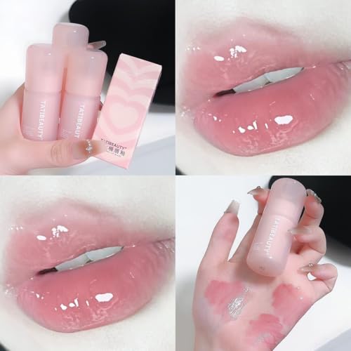Petansy Hydrating Lip Gloss,4 Colors Plumping and Moisturizing Glaze Tint, Water Mirror Liquid Lipstick, Long-lasting Highly-Pigmented Korean Lip Glaze Natural Lip Makeup