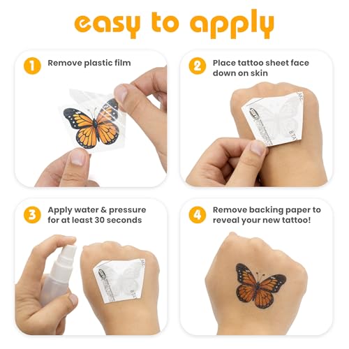 Savvi - 25 Gothic Temporary Tattoos: Skin-Safe Ink, Box Set Includes Tattoo Remover Wipes, Great for Parties or Everyday Wear, Gifts for Boys and Girls Ages 4-12+ [5 sheets, 25 count]