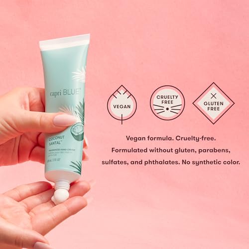 Capri Blue Moisturizing Hand Creams Travel Size ? Flora Edit Collection ? Nourishing Hand Cream for Dry Cracked Hands with Jojoba Oil & Shea Butter ? Skin Care (Coconut Santal, 3 oz pack of 2)