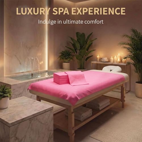 100 Pcs Massage Table Sheets Disposable Bed Cover Non Woven Fabric Breathable Sheets for Massage,Spa, Beauty Salon, Facial,Tattoo, Waxing, Esthetician (71"x 31" Pink)