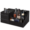 Black Vanity Organizer with Drawers ? Large Mens Countertop Storage Box for Cologne, Skincare, Makeup, Perfume ? Waterproof Dresser Organizer for Bathroom, Bedroom, Desk