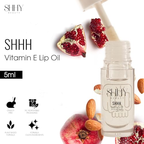 Shyy Beauty SHHH Vitamin E Lip Oil, Hydrating Clear Lip Oil Gloss for Women, Dry, and Damaged Lips Glow with Vitamin E, Non-sticky Nourishing Lip Oil