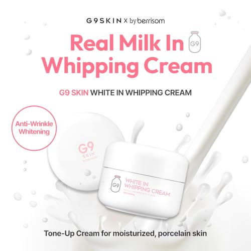 G9SKIN white In Whipping Cream - Hydrating & Brightening Daily Moisturizer Real Milk Tone Up Face Cream for Dull, Uneven Skin, 50g / 1.76oz