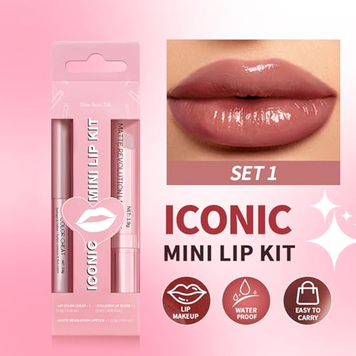 3PCS Matte Liquid Lipstick Long Lasting Tinted Lip Balm & Lip Liner Set, Hydrating Lip Stain Non-Sticky, Lip Gloss for Women, Waterproof Lipstick Makeup