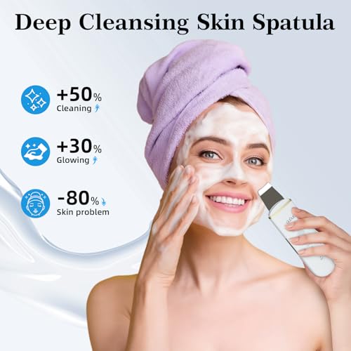 GUGUG 2-Pack Facial Spatula Set 4 Mode Pore Cleaner & Blackhead Remover Tools (White + Pink)