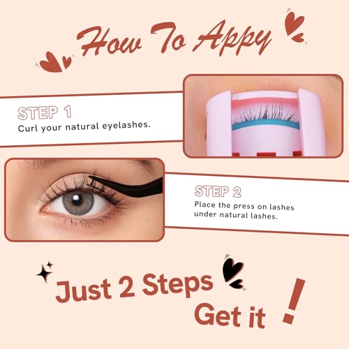 Self Adhesive Eyelashes Natural Wispy Clusters Press on Lash No Glue Needed Eyelash 10-12mm C Curl With Lash Tweezers Easy Apply on Lashes for Beginners (Daisy Style)