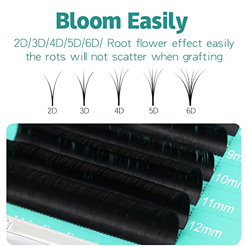 Easy Fan Lashes Blooming Lash Extension Faux Mink Auto Flowering 0.07D Curl Professional Salon 8-15mm Eyelash Extensions (0.07-D-MIX8-15mm)