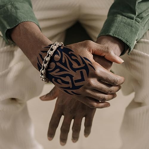 Aresvns Aztec and Viking Style Realistic Temporary Tattoos for Men and women, 10 Sheets Blue Fake Tattoos for the Back of Hands and Forearms, Realistic Tribal Totem Tattoos
