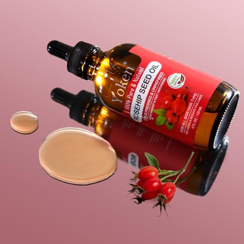 Rosehip Seed Oil for Face, 100% Pure and Natural Cold Pressed Unrefined Organic Rosehip Carrier Oil for Skin, Hair, Body & Nails - Lightweight, Fast-Absorbing (4 fl oz)