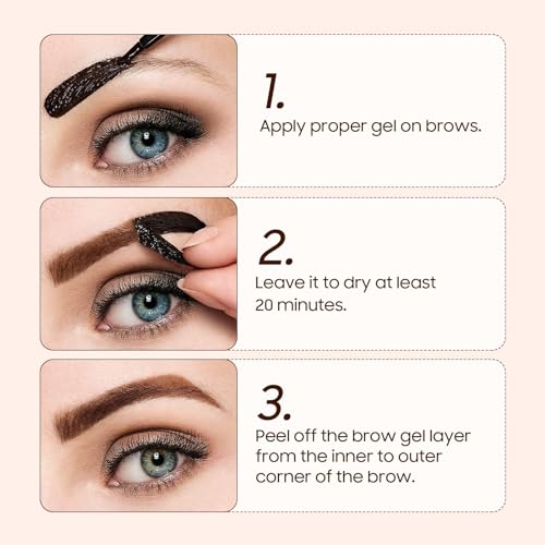Peel Off Eyebrow Gel - Waterproof 3 Days Duration Brow Gel with Natural Extracts, High Pigmented Transfer-Resistant, Transfer-proof for Fuller & Defined Looking Brows (2 PCS Dark Brown)