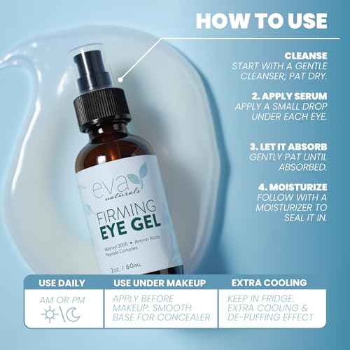 Eye Gel for Dark Circles, Bags & Puffiness ? Anti-Aging Serum with Peptides, Hyaluronic Acid & Botanicals ? Firming Under Eye Treatment for Wrinkles, Fine Lines & Tired Skin ? 2 oz