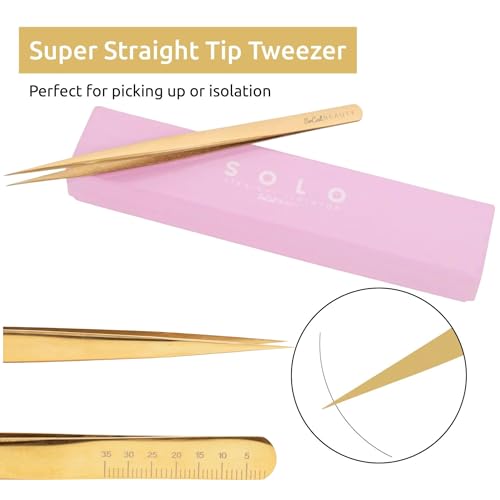 SOLO Straight Tip Lash Tweezer for Eyelash Extensions | Rust-Resistant Eyelash Tweezer for Isolation & Classic Lash Application | Professional Tweezers for Eyelash Extension & Lash Artists