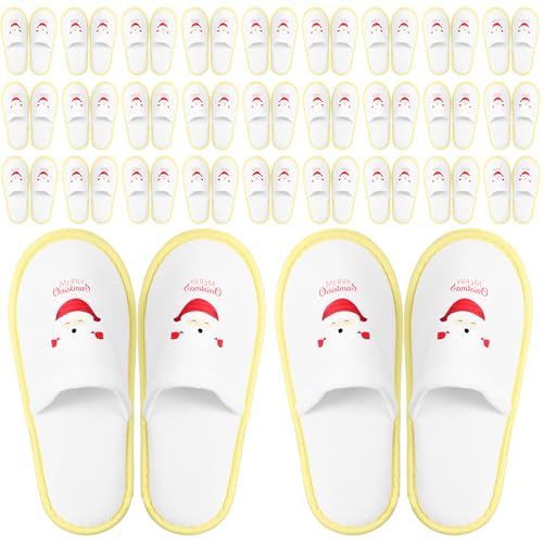 Shihanee 36 Pairs Christmas Disposable Slippers Bulk Guests Hotel Spa House Slippers Non-slip Disposable Washable Reusable for Men Women Adult Indoor Bathroom Hotel Bride