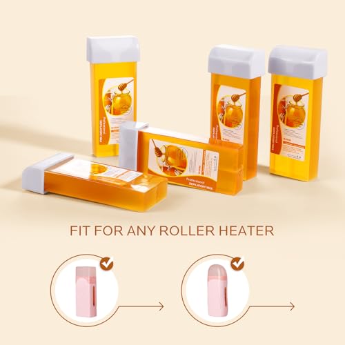 Roll on Wax Refill: 5 Honey Wax Roller Refill - At-Home Hair Removal Cartridge for Body Legs Arms (100g/3.53oz, 5 Pack)